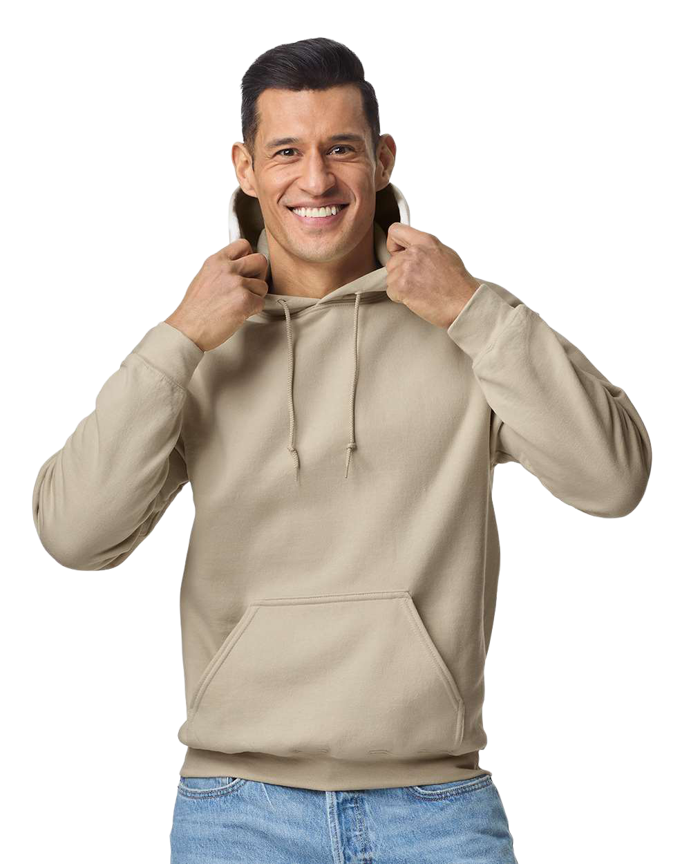 Gildan_18500_Sand_Front_High_Model