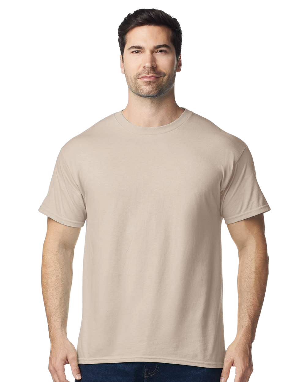 Gildan_5000_Sand_Front_High_Model